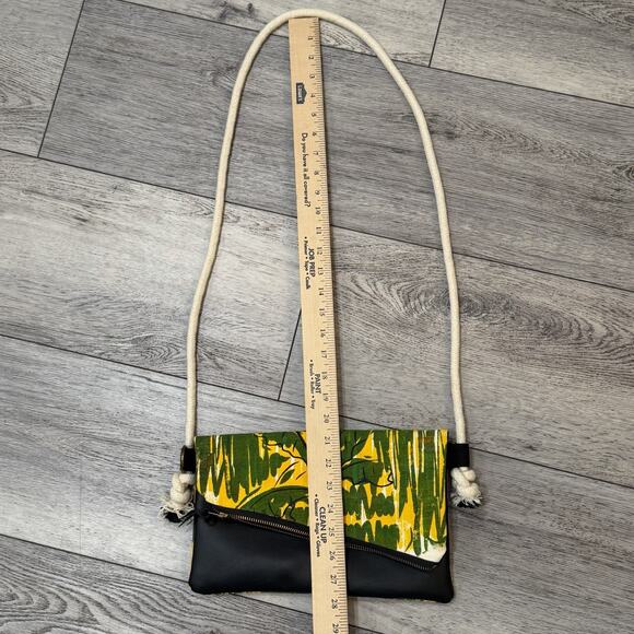Handmade Jamaica Crossbody Bag Purse Foldover Color Block Clutch Rope Strap Vtg - Picture 3 of 8
